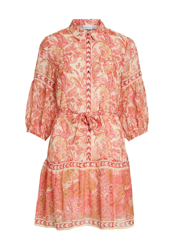 PRAYA SHORT DRESS Offhvite /Oransje /Rosa