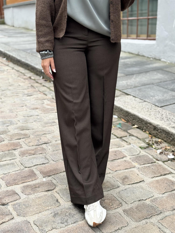 Corinne Wide long Pants Mørkebrun