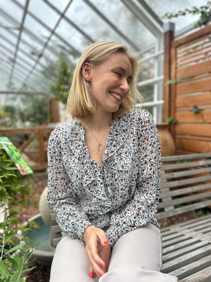 Sus blouse Beige Med Mønster