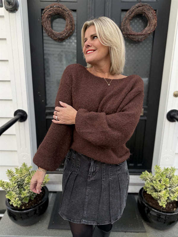 MARLEY KNIT PULLOVER Mørkebrun