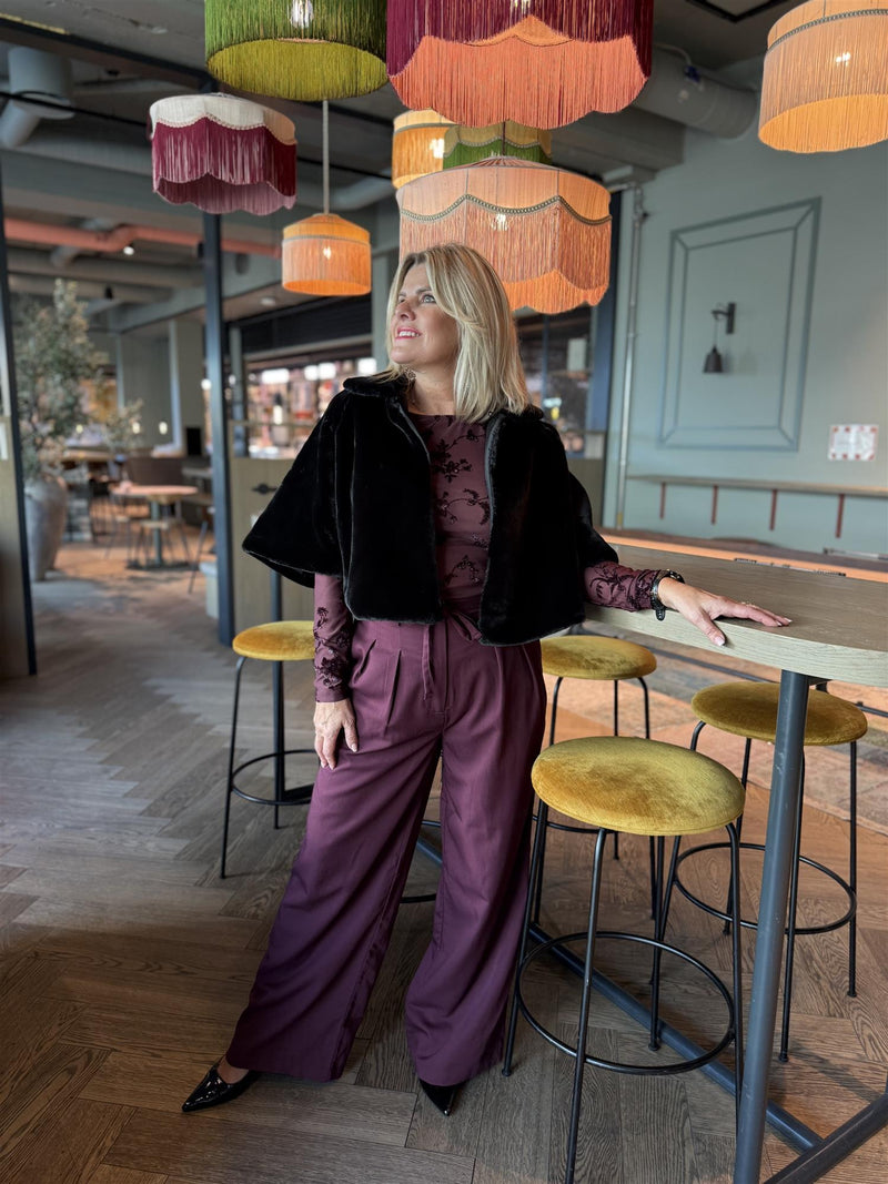 BISKA BLOUSE Burgunder Med Glitter