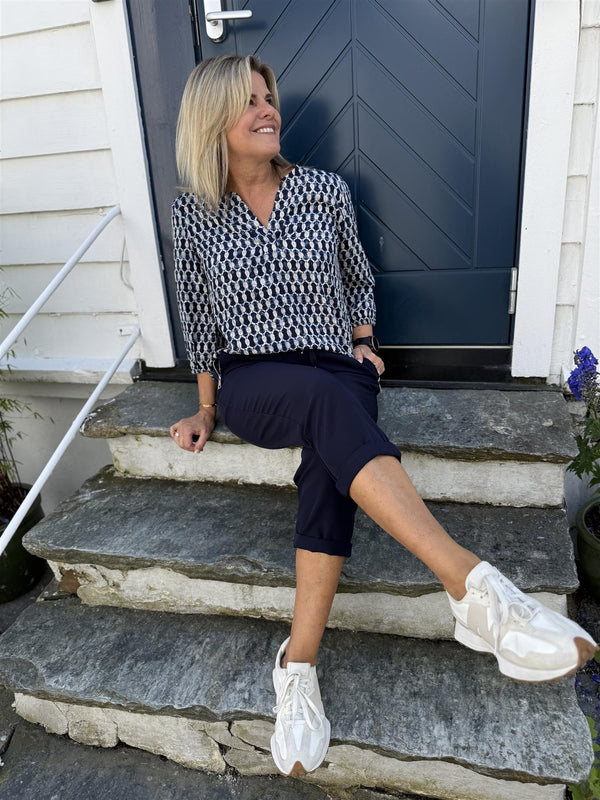 Adney- blouse Blå/Beige/Lysblå/Offwhite