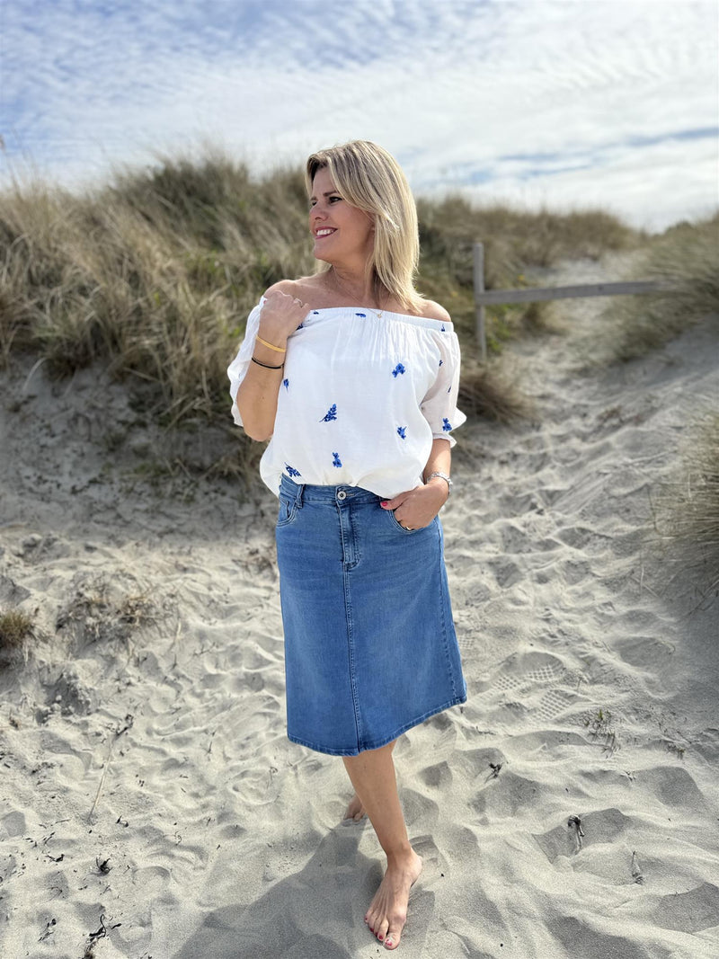 Hazel skjørt 3973 Medium Jeansblå