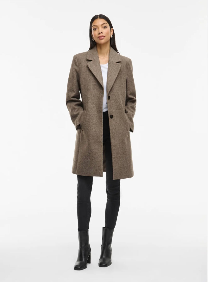 CLAUDIA BUTTON COAT Brun Melert