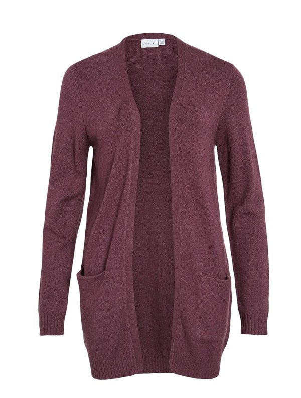 Viril Open L/S Knit Cardigan Plomme