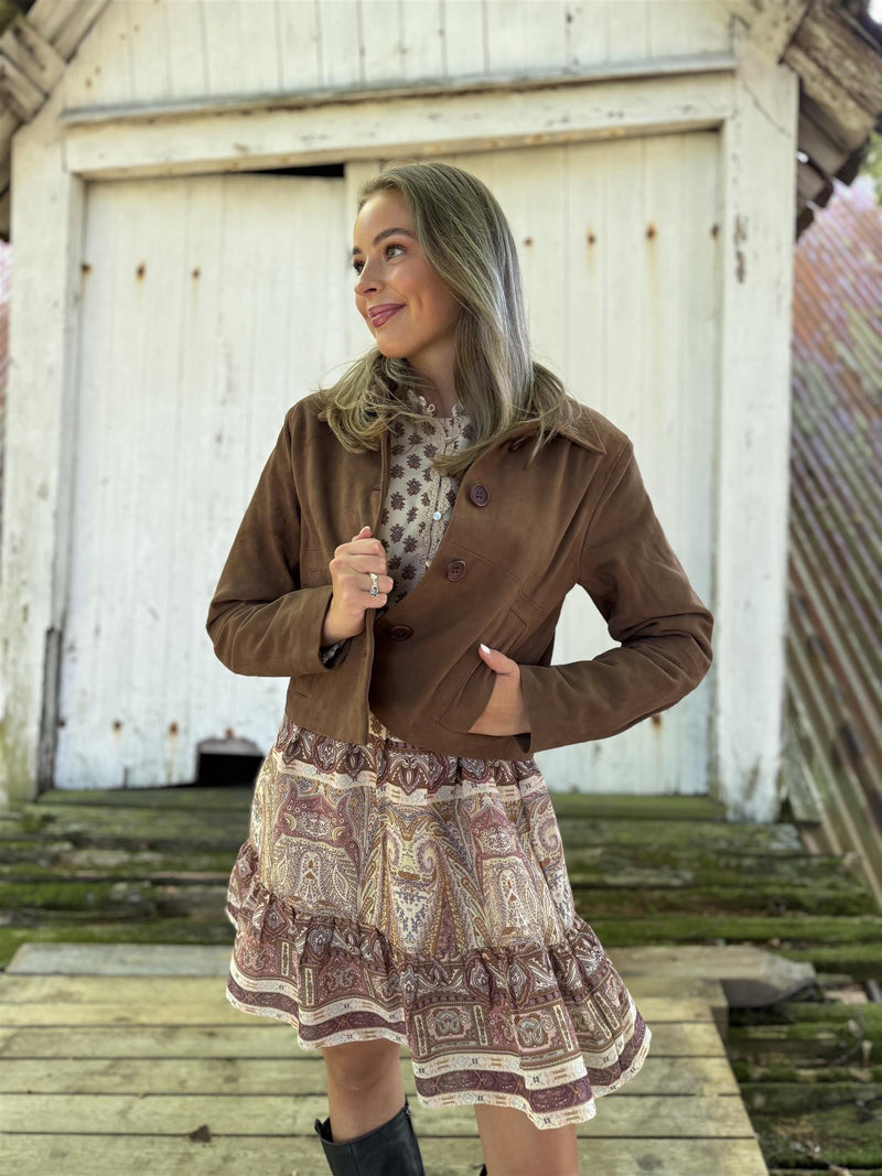 PetraMW Suede Jacket Tobakk Brun