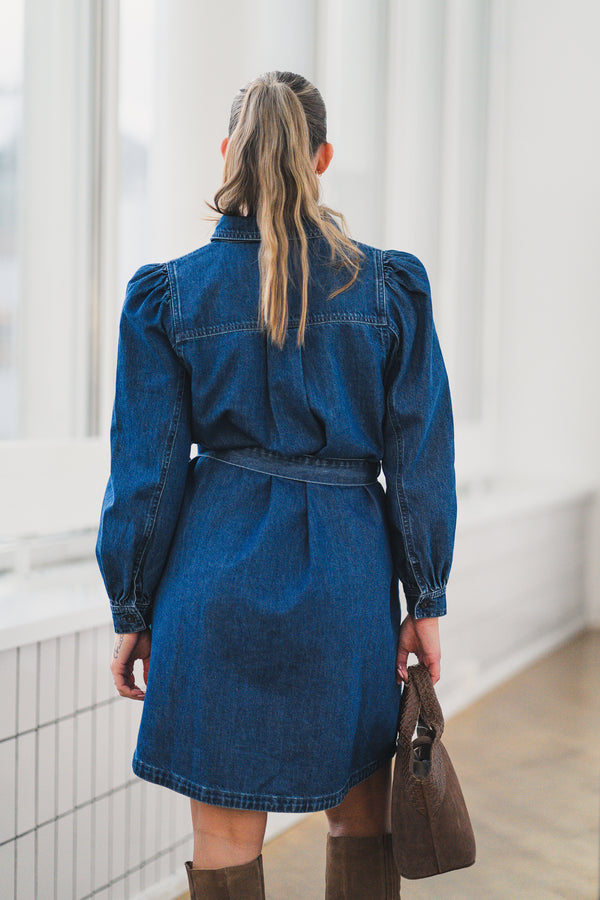Frida Short Dress Medium Jeansblå
