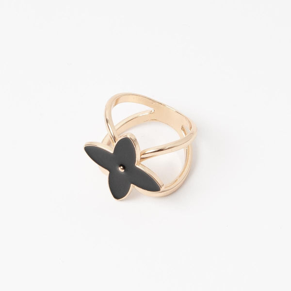 Skjerf Ring Sort Med Gull