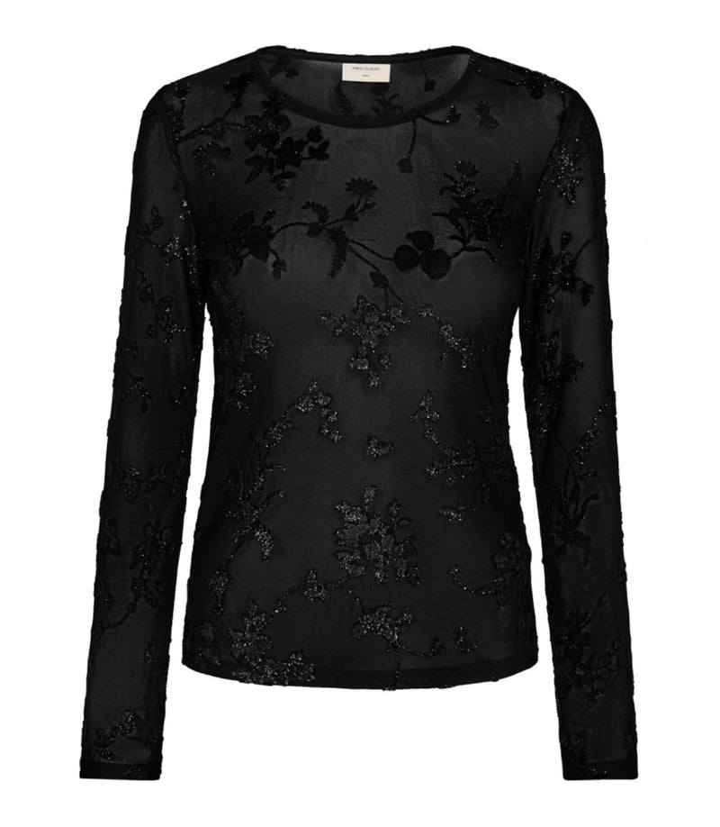 BISKA BLOUSE Sort Med Glitter