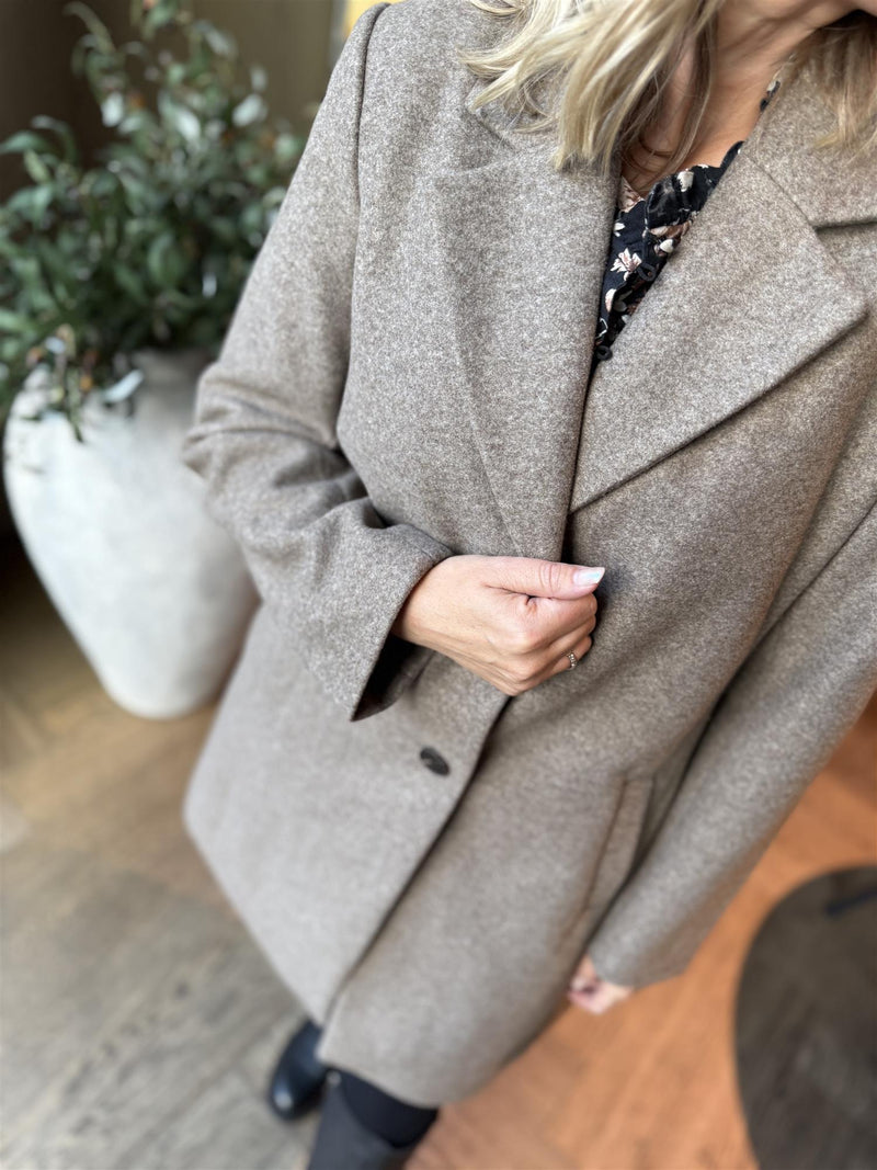 CLAUDIA BUTTON COAT Brun Melert