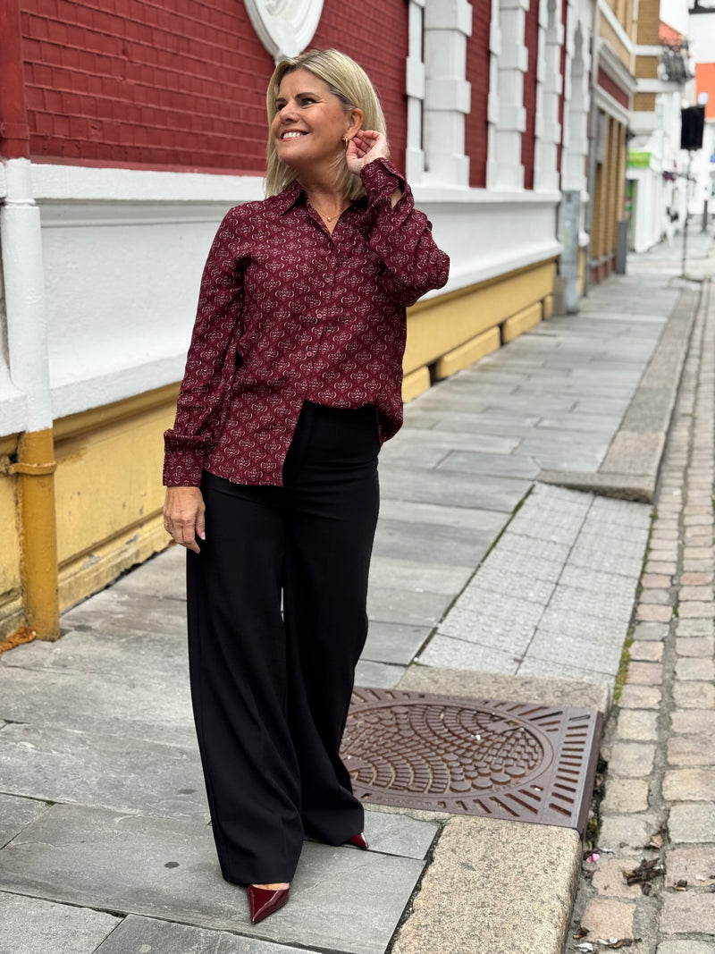 Lovy-shirt Burgunder Med Mønster