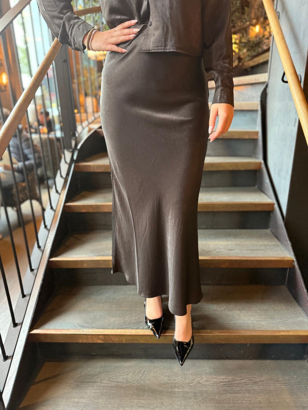 Estelle long skirt Mørkebrun