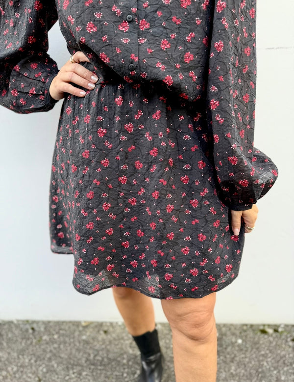 Nancy Skirt Sort M. Blomster