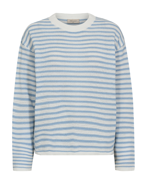 DOMO-PULLOVER Offwhite M Lyseblå Striper