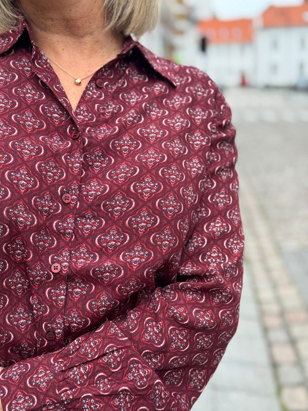 Lovy-shirt Burgunder Med Mønster