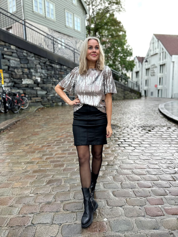 Viamaya SS Sequin Top Sølv