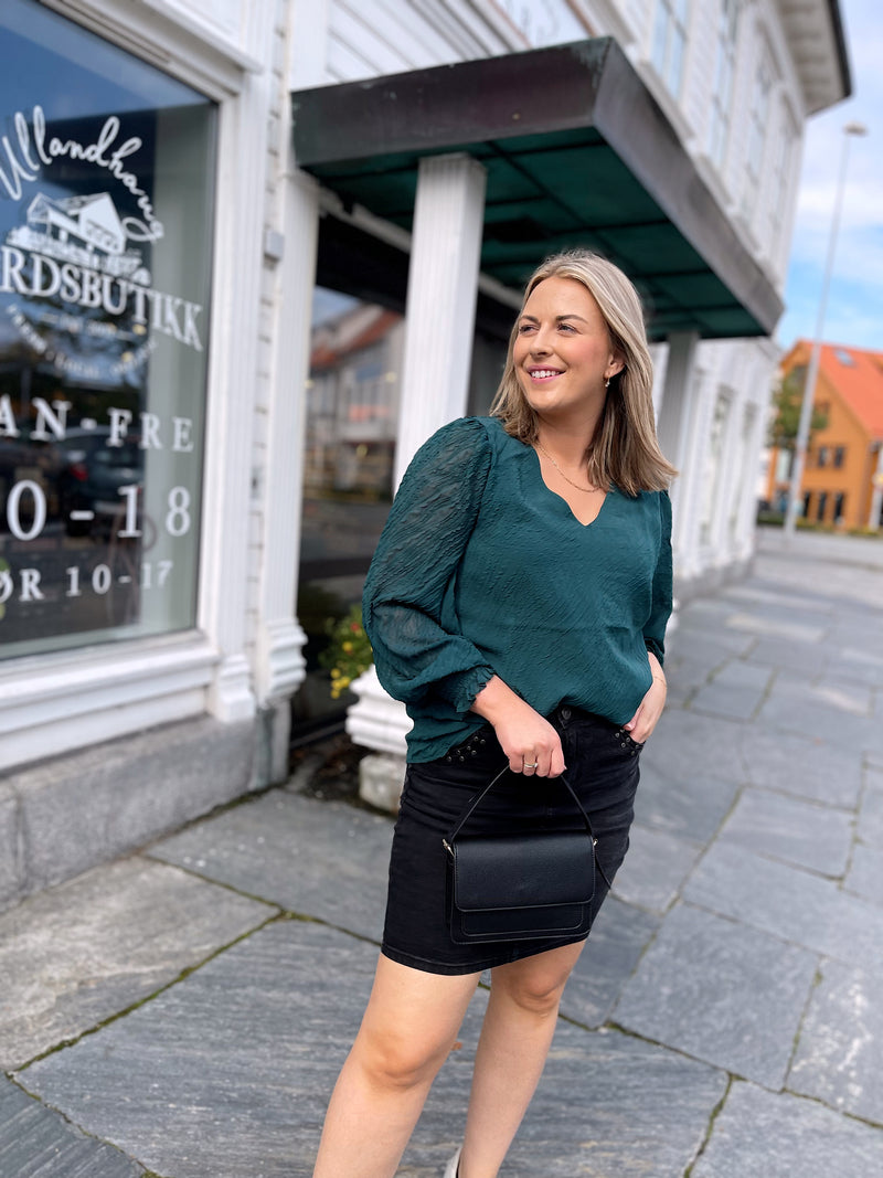Vimanela V-Neck Top Flaskegrønn