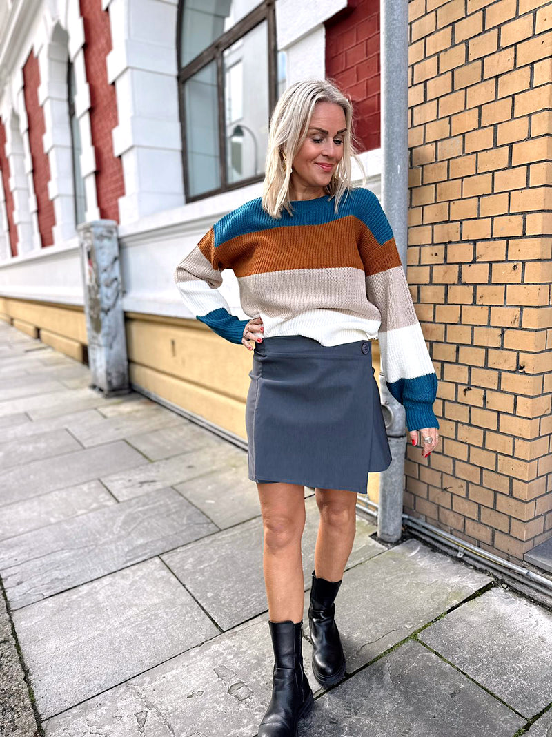Vioa O-Neck Stripe Knit Top Striper