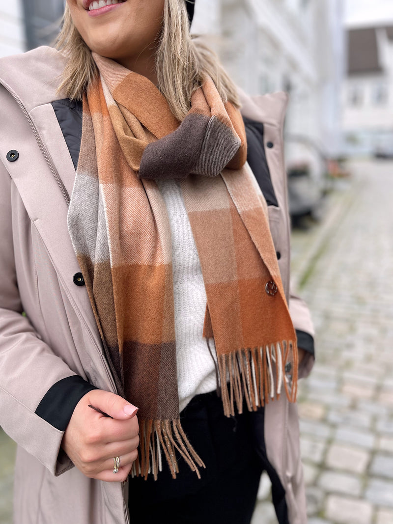 Cashmere/Wool Scarf Check Camel