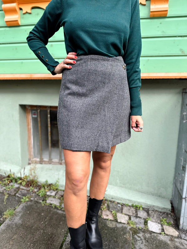 Summer HW Short Wool Mix Skirt Grå Melert