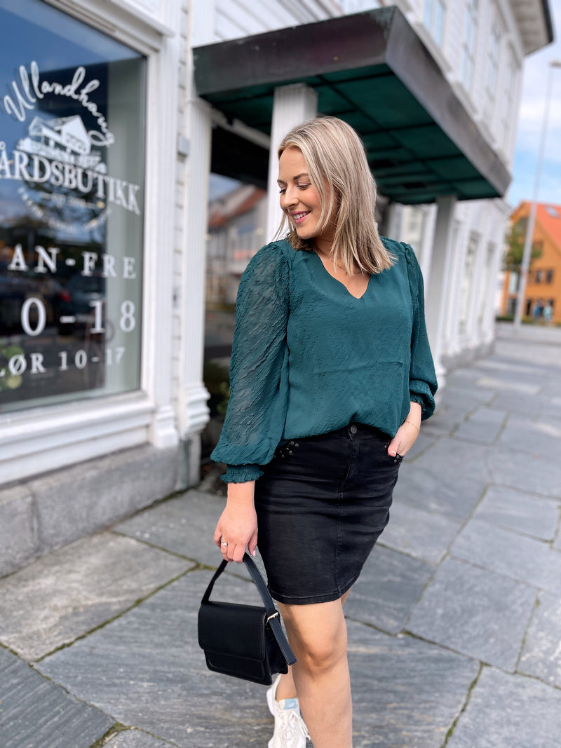 Vimanela V-Neck Top Flaskegrønn