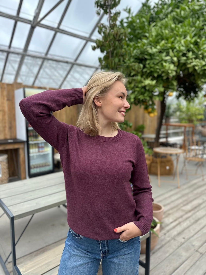 Viril O-neck L/S Knit Top Vinrød