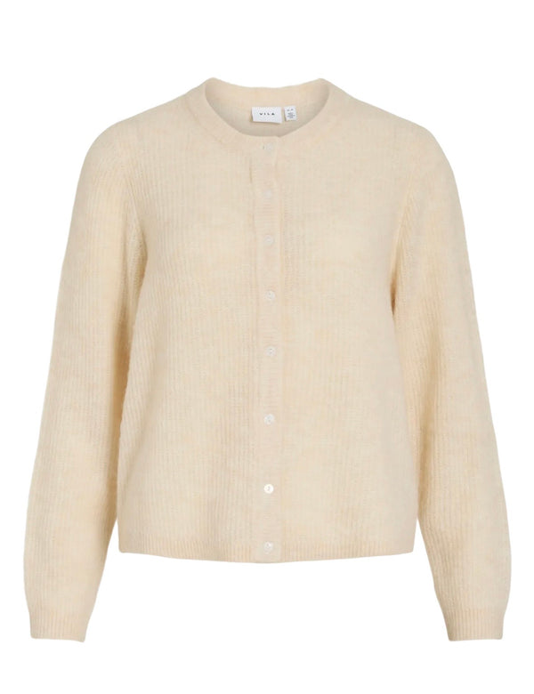 Lory O-Neck Knit Cardigan Sand Melert