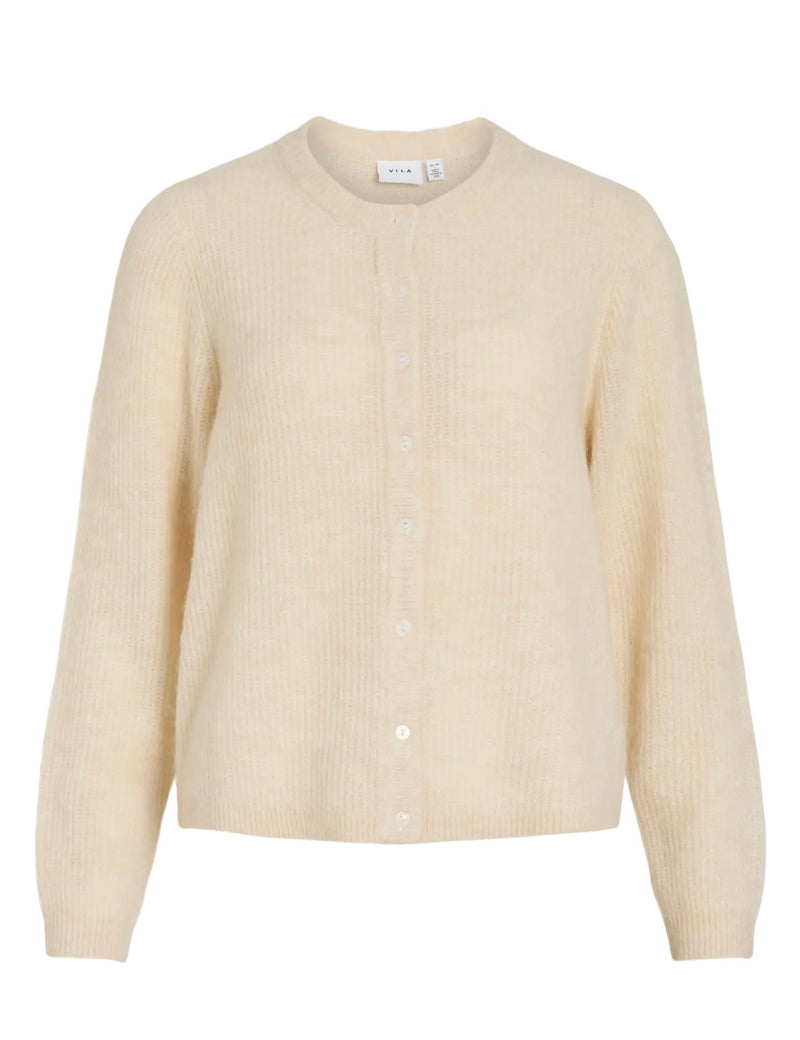 Lory O-Neck Knit Cardigan Sand Melert
