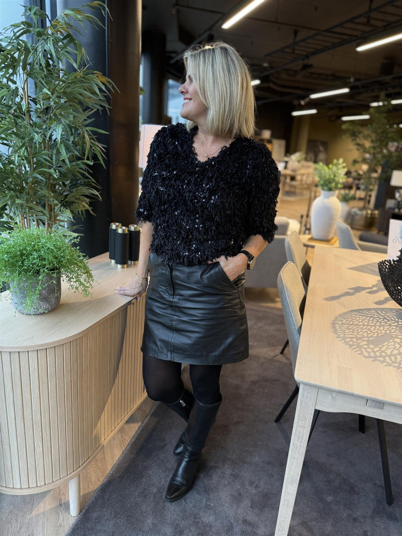 Nolla Blouse Sort Med Bling