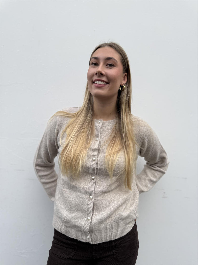 Salsa O-Neck Knit Cardigan Beige Melert