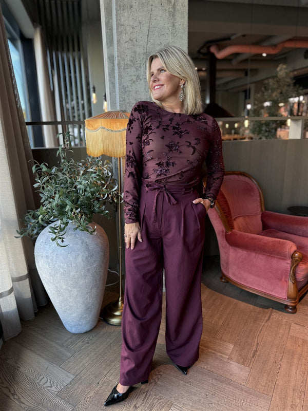 BISKA BLOUSE Burgunder Med Glitter