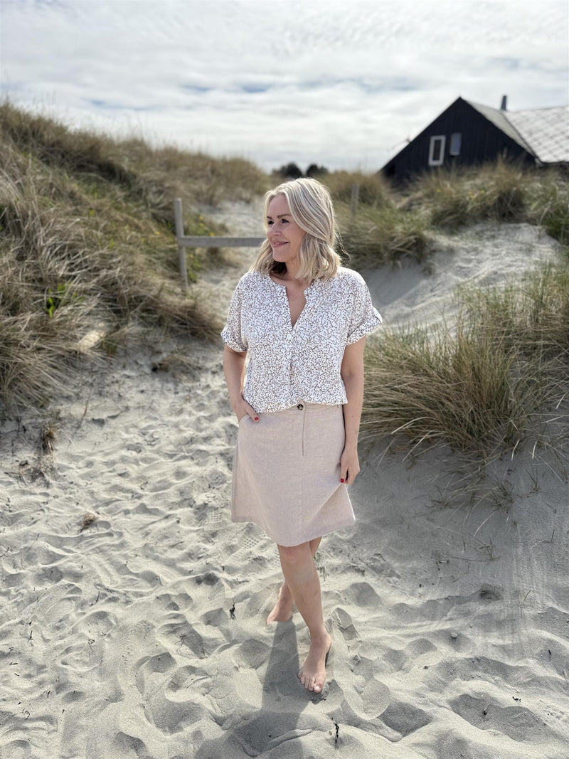 ADNY BLOUSE Offwhite Med Beige Blomster