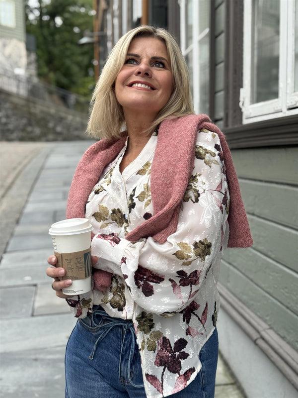 Olivia Flower Beige Med Mønster