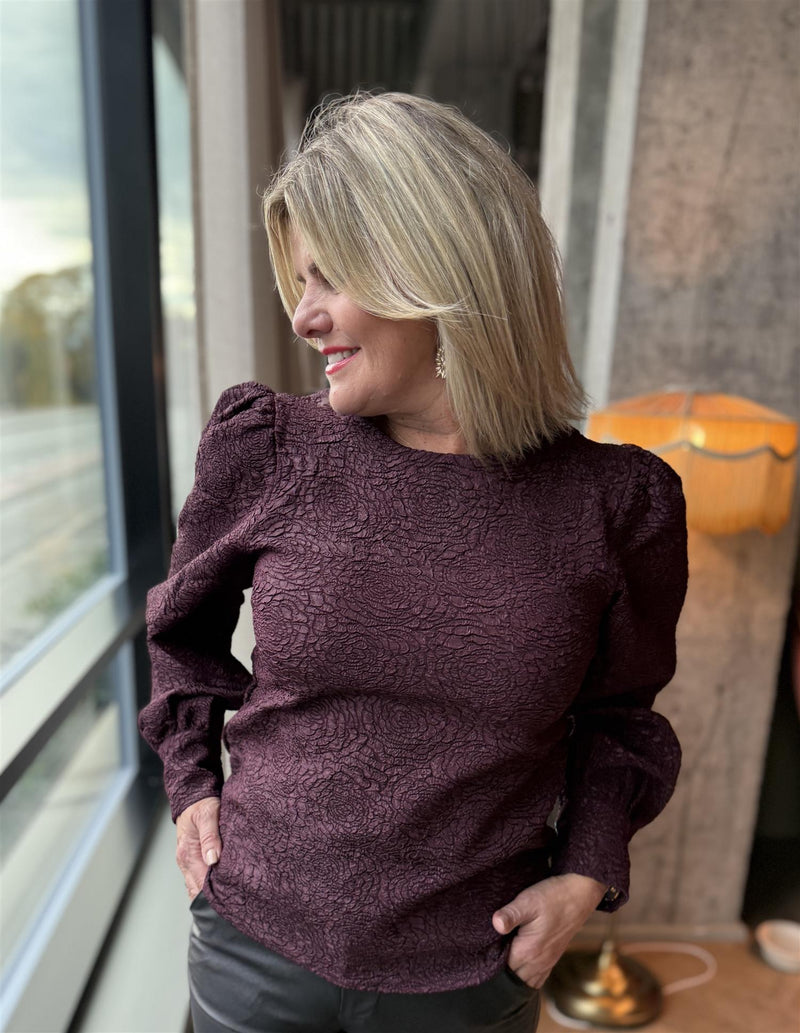 Aliama o-neck top Burgunder