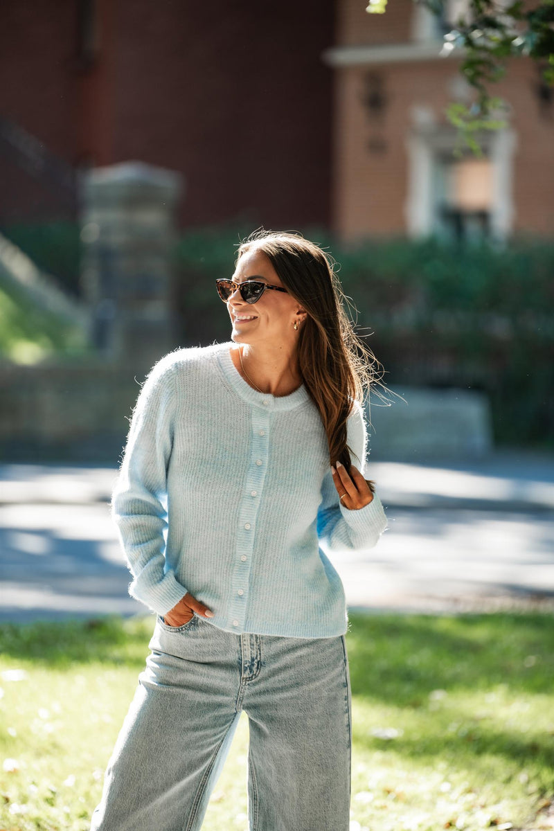 Lory O-Neck Knit Cardigan Lyseblå