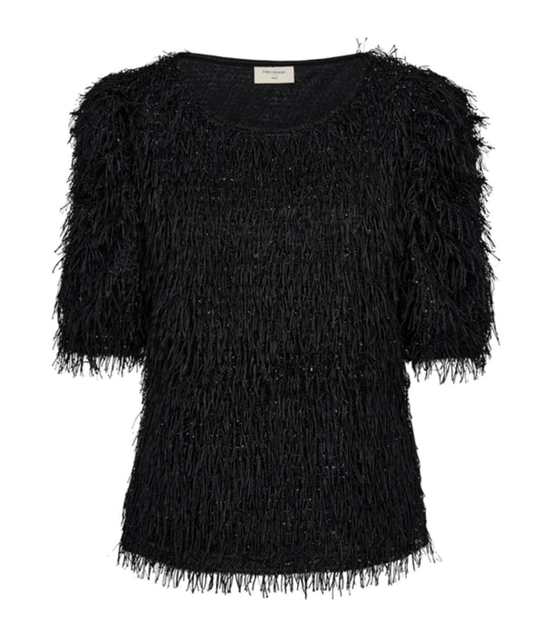 MARLIN BLOUSE Sort Med Sølv Glitter