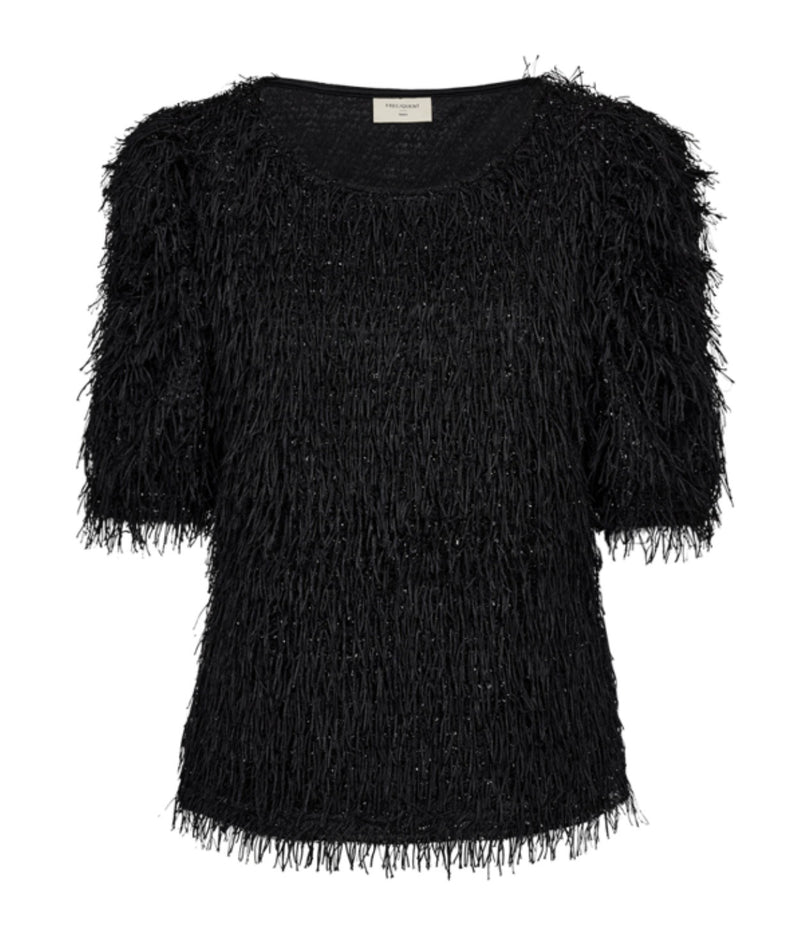 MARLIN BLOUSE Sort Med Sølv Glitter