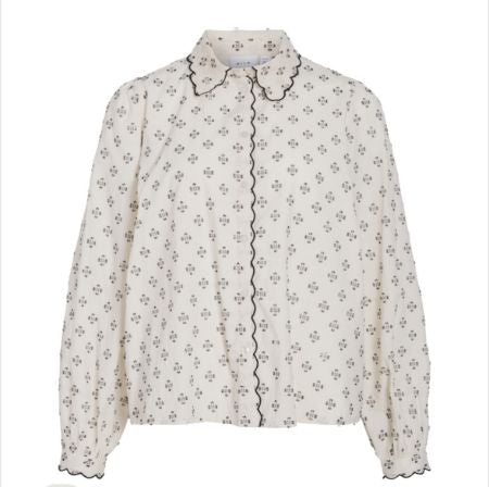 VISTEFFIE L/S SHIRT Lys Beige Med Sorte Prikker