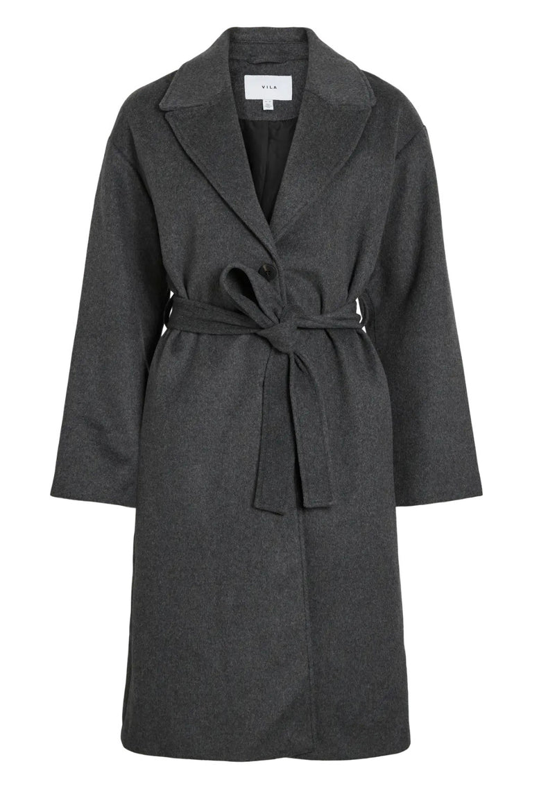 LINSE BELTED COAT Mørkegrå
