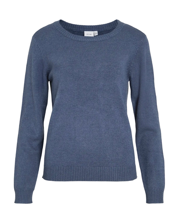 Viril O-neck L/S Knit Top Mellomblå