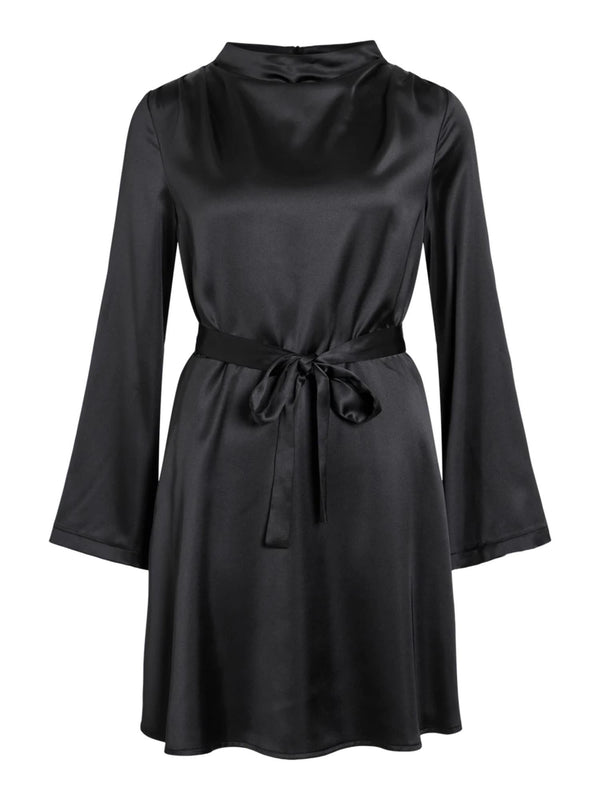 VIESTELLA L/S HIGH NECK SHORT DRESS Sort