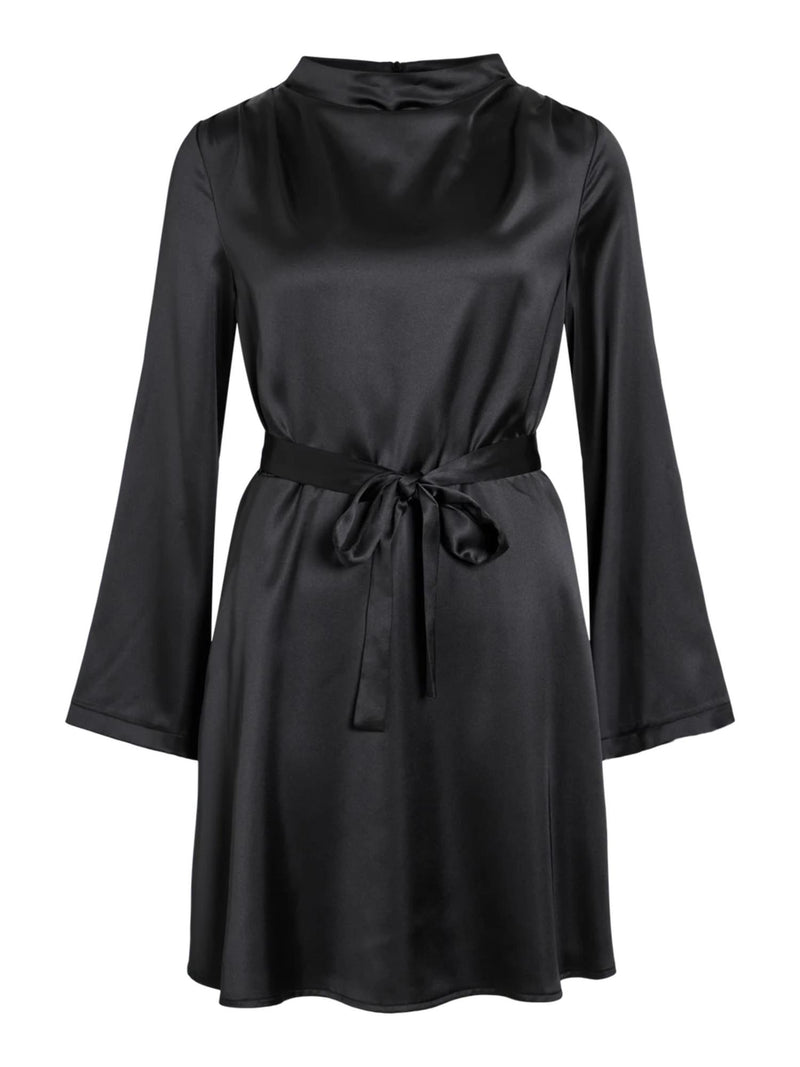 VIESTELLA L/S HIGH NECK SHORT DRESS Sort