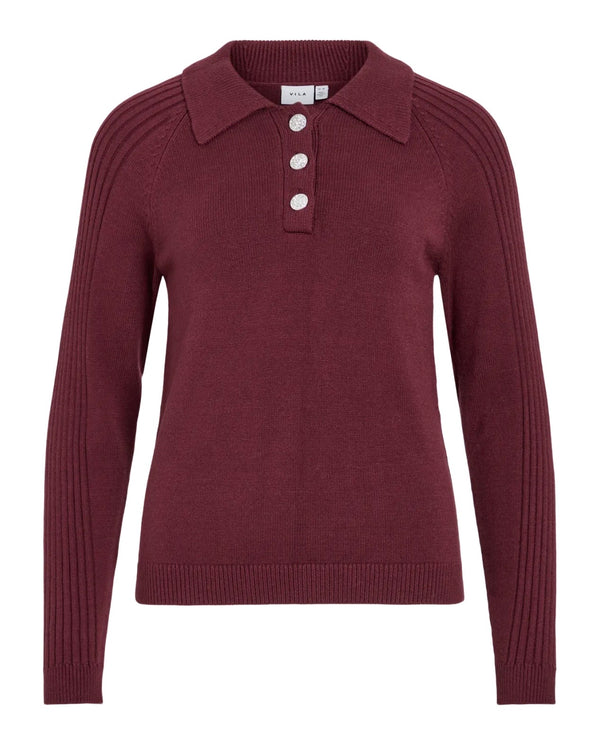Darja Polo Knit Top Burgunder