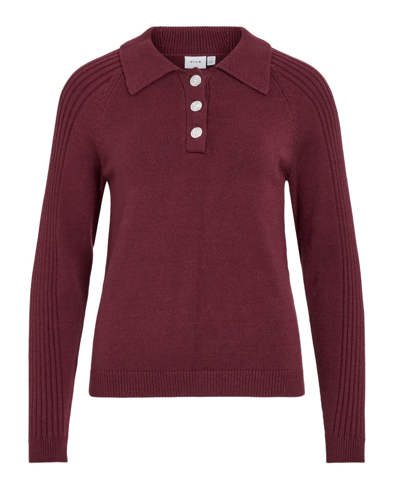 Darja Polo Knit Top Burgunder
