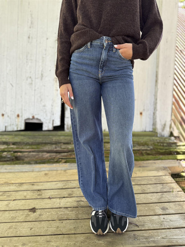 Stella high waist wide leg Medium Jeansblå