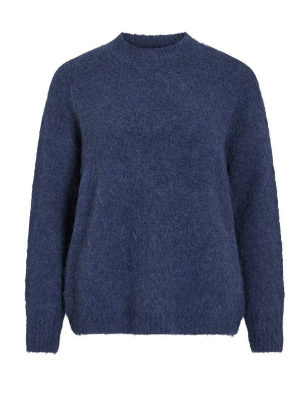 Bennu funnelneck ls knit top Jeansblå