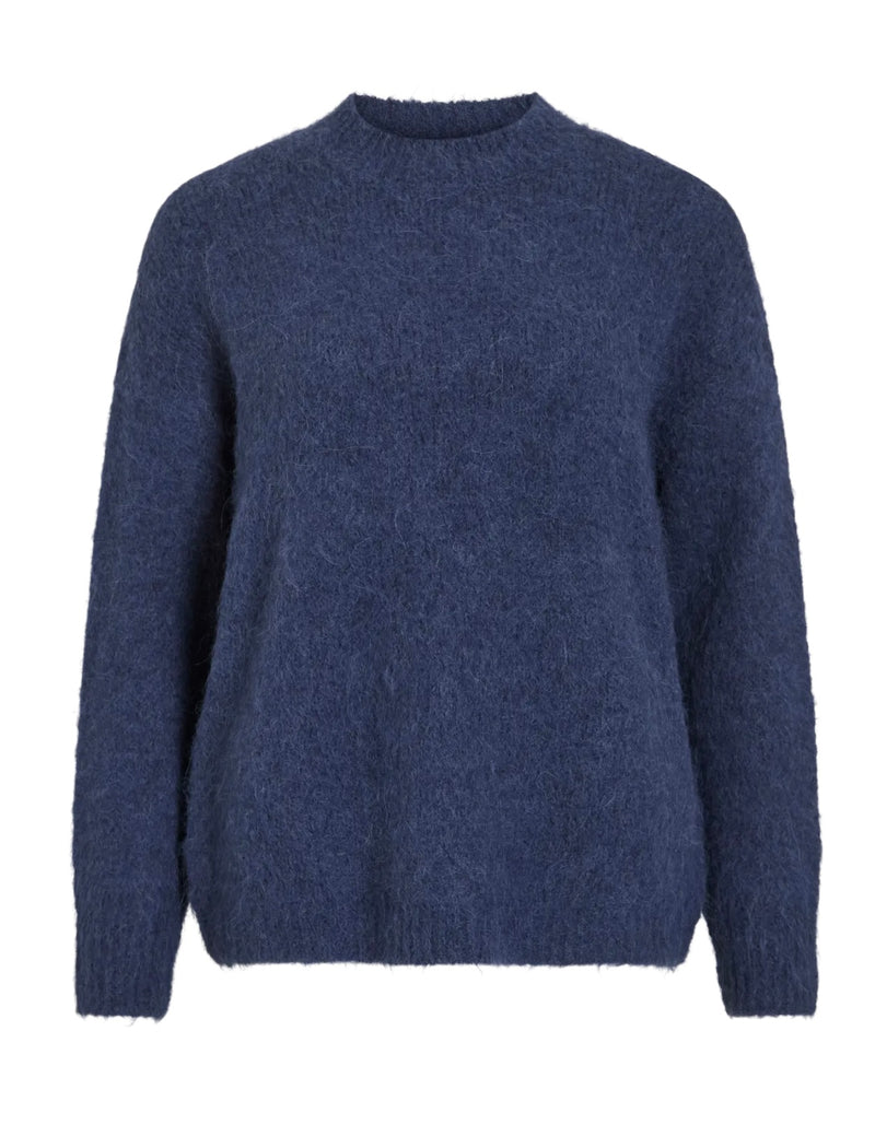 Bennu funnelneck ls knit top Jeansblå