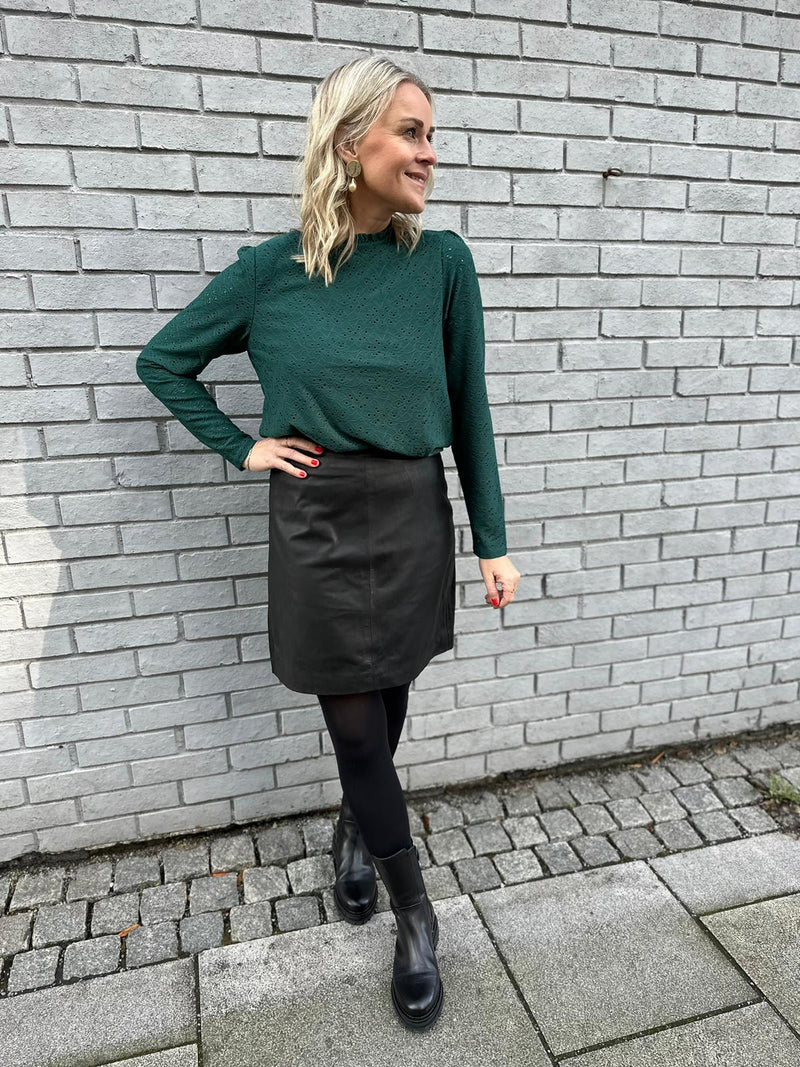 Vipaulina Flounce Neck Top Flaskegrønn