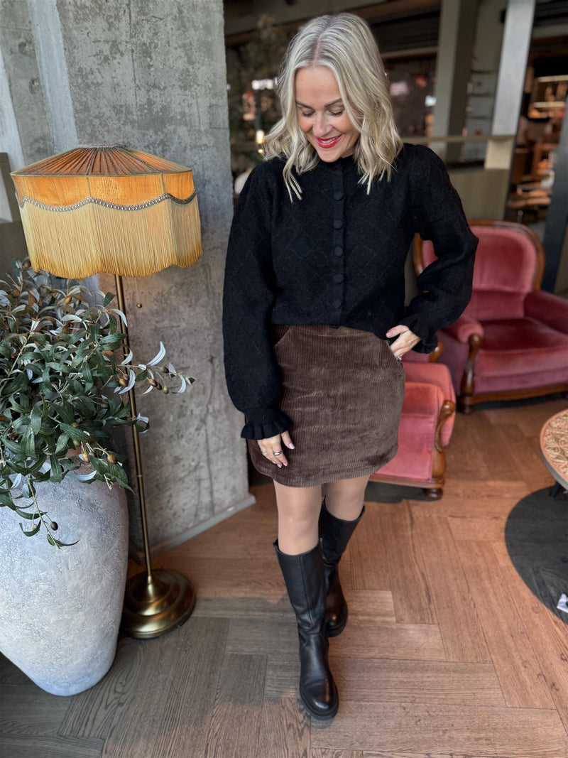 YASTHELMA LS WOOL BLEND KNIT CARDIGAN Sort