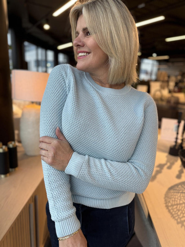Vidalo O-neck Knit Top Lyseblå